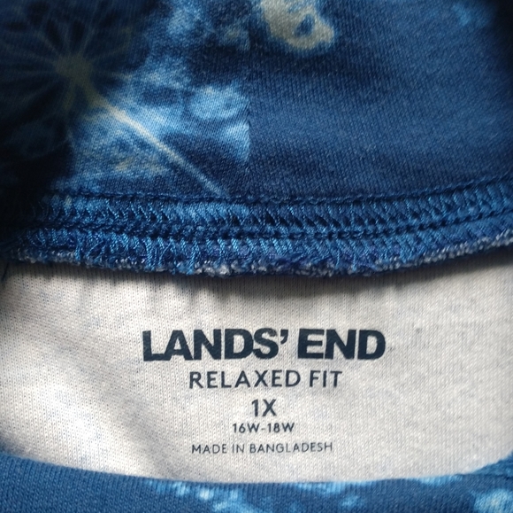 Lands' End Navy Print Mock Turtleneck 1X (Sz 16W-18W) - Picture 2 of 3